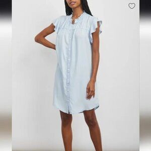 Rails "Kat" in Light Vintage Blue Button Front Chambray Mini Dress Size Medium